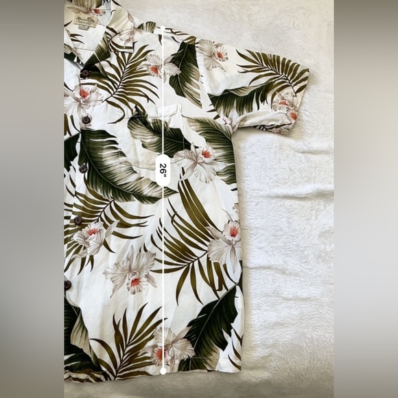 Paradise Bay Vintage Men’s Hawaiian Aloha Shirt M White Green Floral - Picture 5 of 13